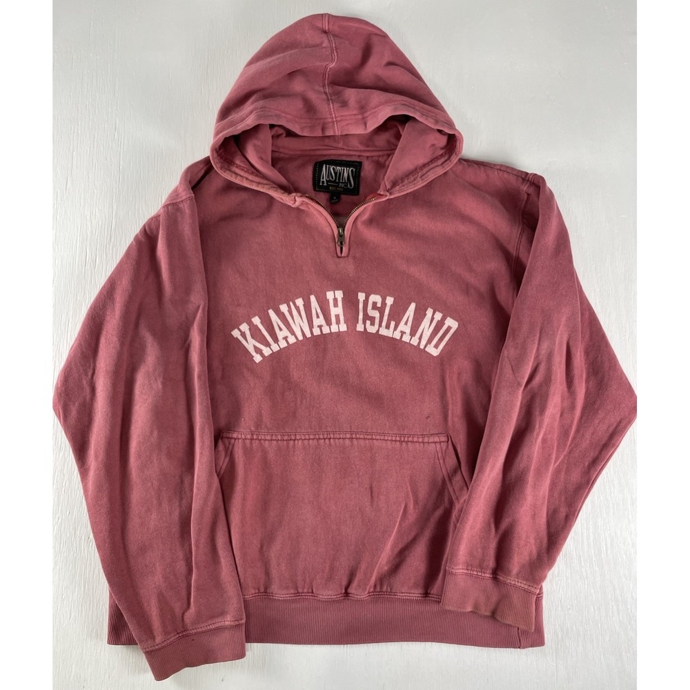 Vintage Kiawah Island Sweatshirt Mens M Red Wash Logo Hoodie Cotton Exchange USA